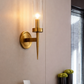 Ojaro 1 Light Antique Brass Clear Glass Long Wall Light- Warm White