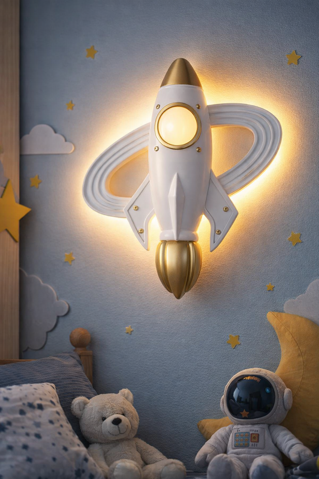 Hdc Kids Rocket LED Wall Light – Modern Space Theme Decorative Wall Lamp