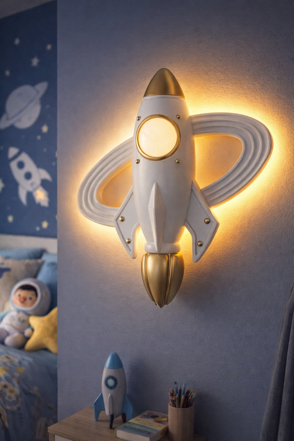 Hdc Kids Rocket LED Wall Light – Modern Space Theme Decorative Wall Lamp