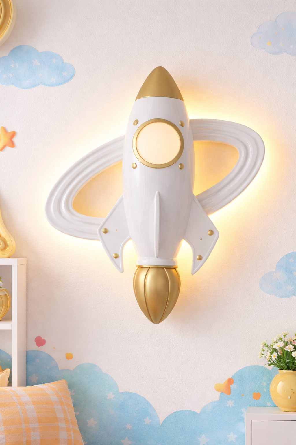 Hdc Kids Rocket LED Wall Light – Modern Space Theme Decorative Wall Lamp