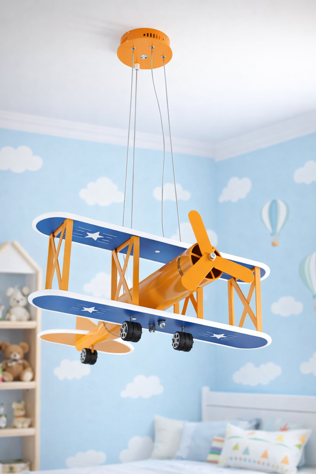 Hdc Retro Airplane Chandelier Boy Bedroom Children's Room Lamp American Creative Led Iron Fighter Kids Room Chandelier