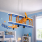 Hdc Retro Airplane Chandelier Boy Bedroom Children's Room Lamp American Creative Led Iron Fighter Kids Room Chandelier