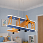 Hdc Retro Airplane Chandelier Boy Bedroom Children's Room Lamp American Creative Led Iron Fighter Kids Room Chandelier