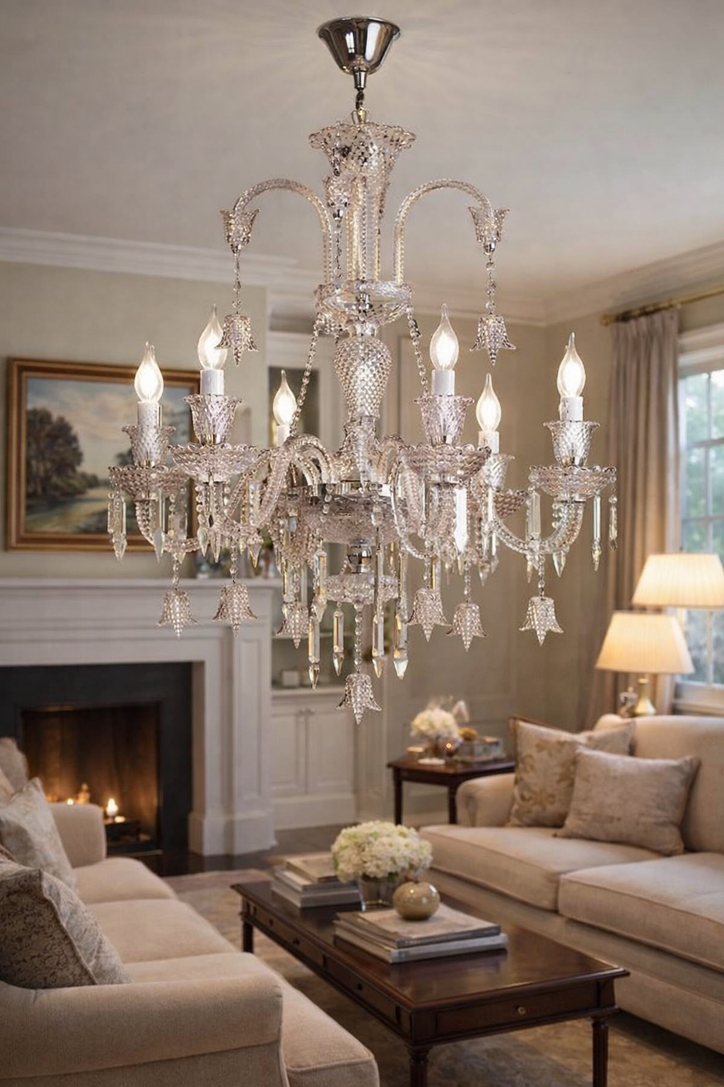 Hdc 6 Lights  Glass Italian Chandelier Ceiling Lights Hanging - Warm White