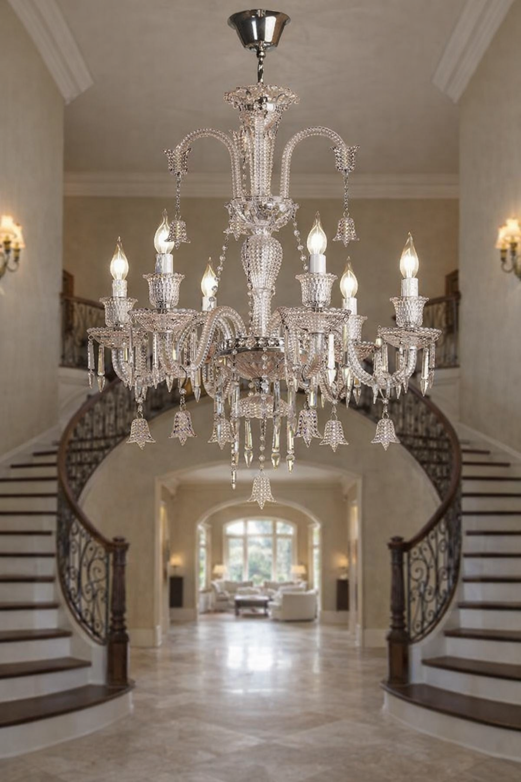 Hdc 6 Lights  Glass Italian Chandelier Ceiling Lights Hanging - Warm White