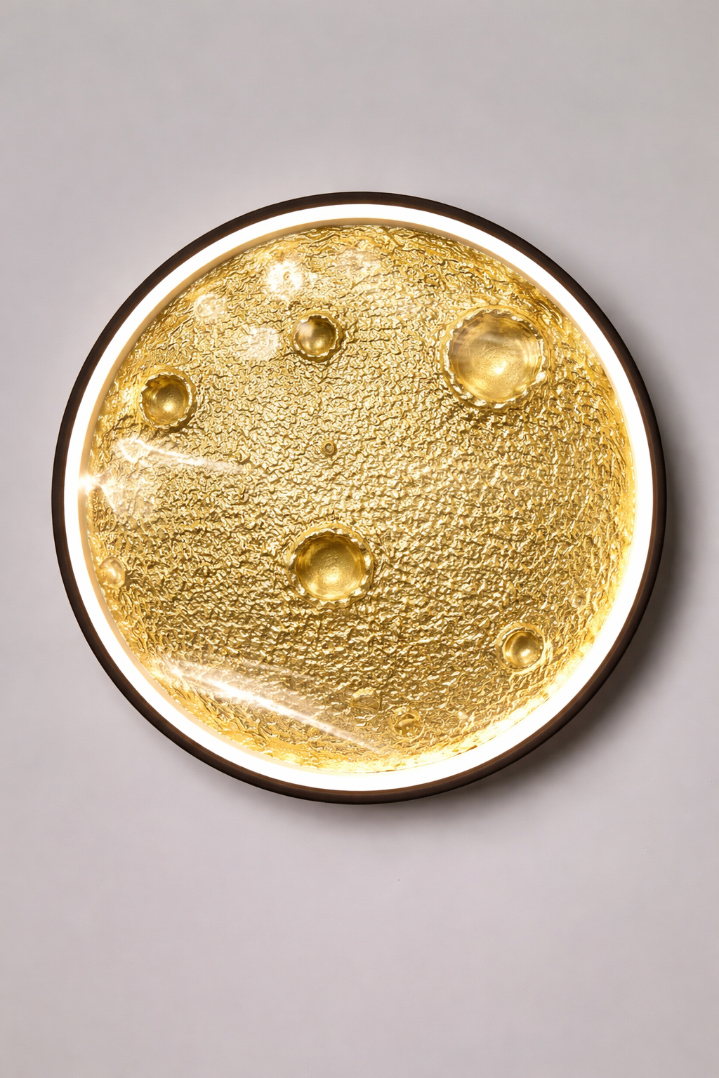 HDC Modern 300MM Round Textured  Gold Finish Ceiling/Wall Decorative LED Light