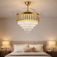 HDC 42" Modern Creative Design Chandelier Ceiling Fan with LED Lighting,Crystal Chandelier Fan Gold Retractable Ceiling Fan Light