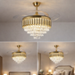 HDC 42" Modern Creative Design Chandelier Ceiling Fan with LED Lighting,Crystal Chandelier Fan Gold Retractable Ceiling Fan Light