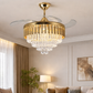 HDC 42" Modern Creative Design Chandelier Ceiling Fan with LED Lighting,Crystal Chandelier Fan Gold Retractable Ceiling Fan Light