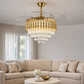 HDC 42" Modern Creative Design Chandelier Ceiling Fan with LED Lighting,Crystal Chandelier Fan Gold Retractable Ceiling Fan Light