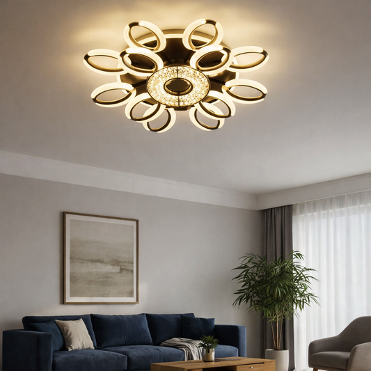 HDC 8+4 ights Luxury Floral Ring LED Ceiling Chandelier Light for Living Room