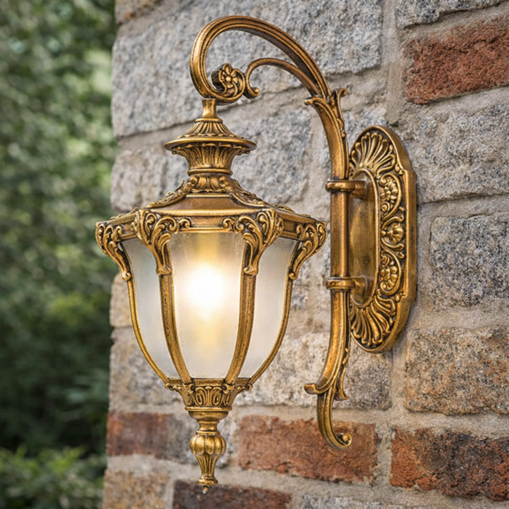 HDC Luxury Vintage Outdoor Wall Lantern Light – Antique Gold Finish