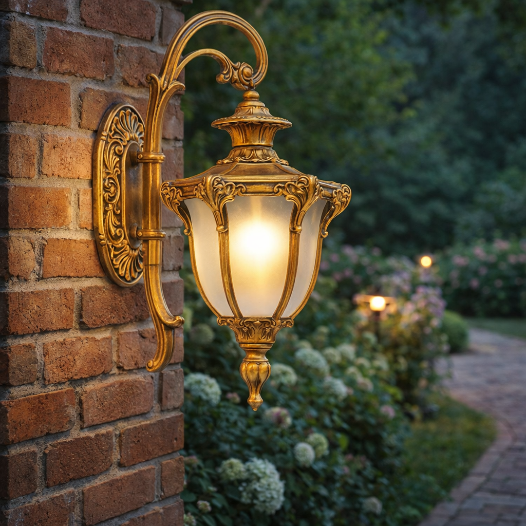HDC Luxury Vintage Outdoor Wall Lantern Light – Antique Gold Finish