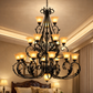 HDC Luxury 16 Lights Multi-Tier Classic Iron Chandelier with Frosted Glass Shades for Living Room