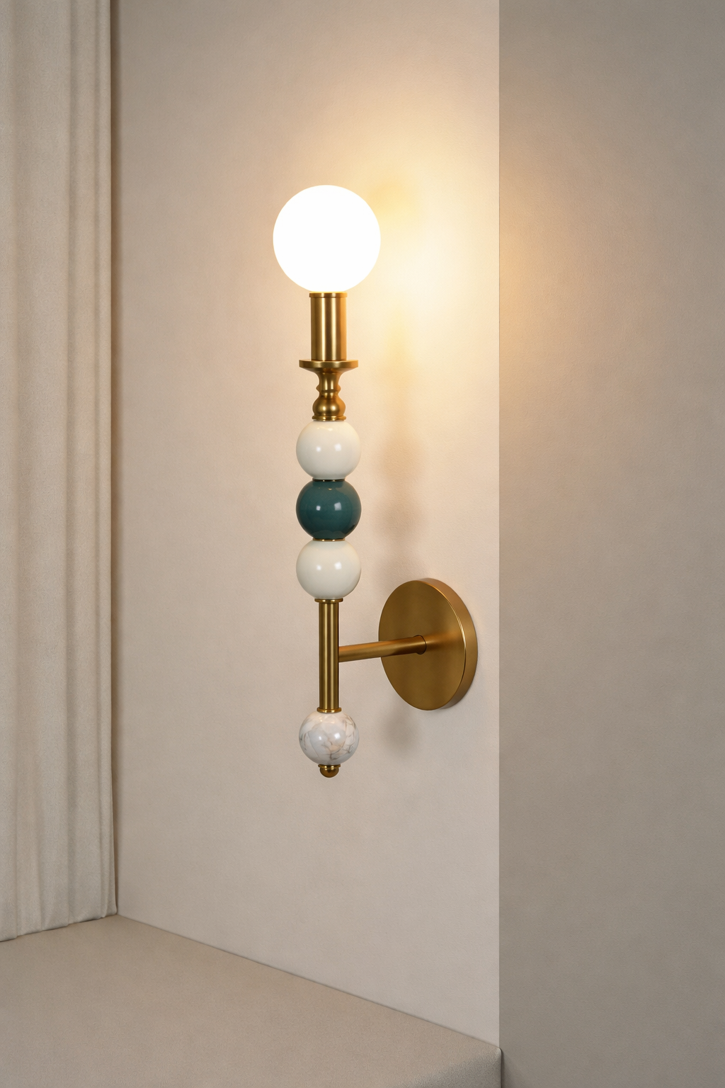 HDC Luxury Gold Body Glass Ball Hanging Wall Light for Living Room