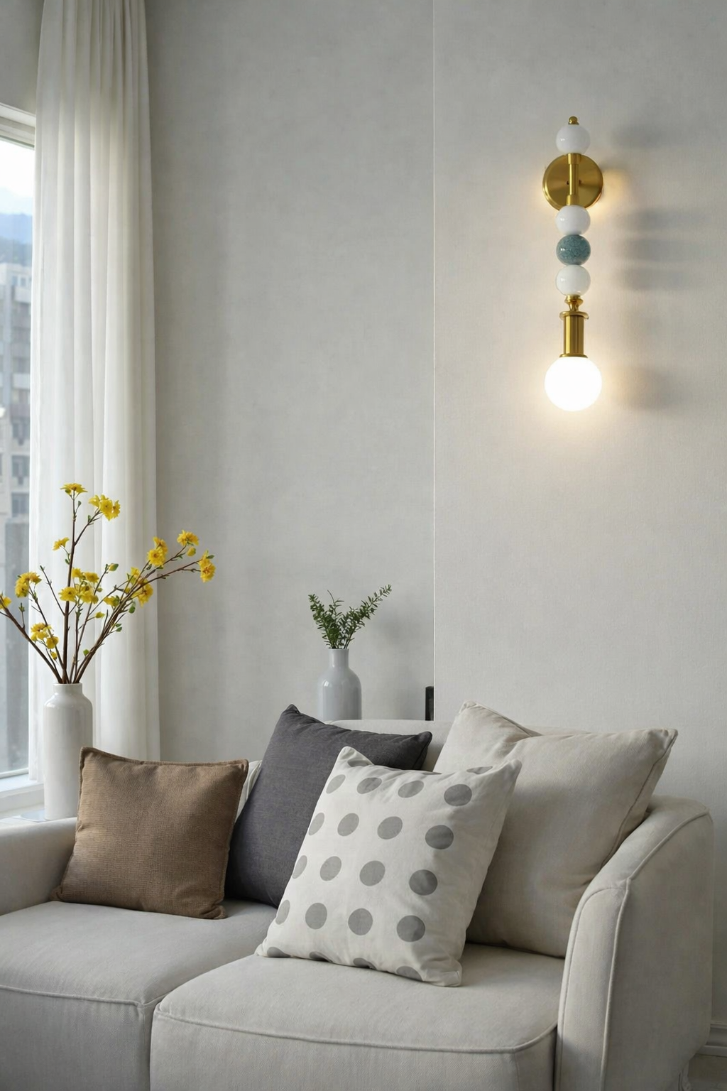 HDC Luxury Gold Body Glass Ball Hanging Wall Light for Living Room