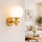 HDC Gold/Black 6 Watt Modern Gold Globe Wall Light for Bedroom, Sitting Room