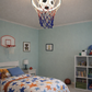 Hdc Kids Football Ceiling Light with Hoop Net Design – Creative Sports Theme LED Light