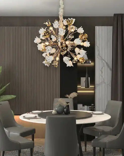 Hdc Modern Floral Bouquet Round Chandelier - Warm White