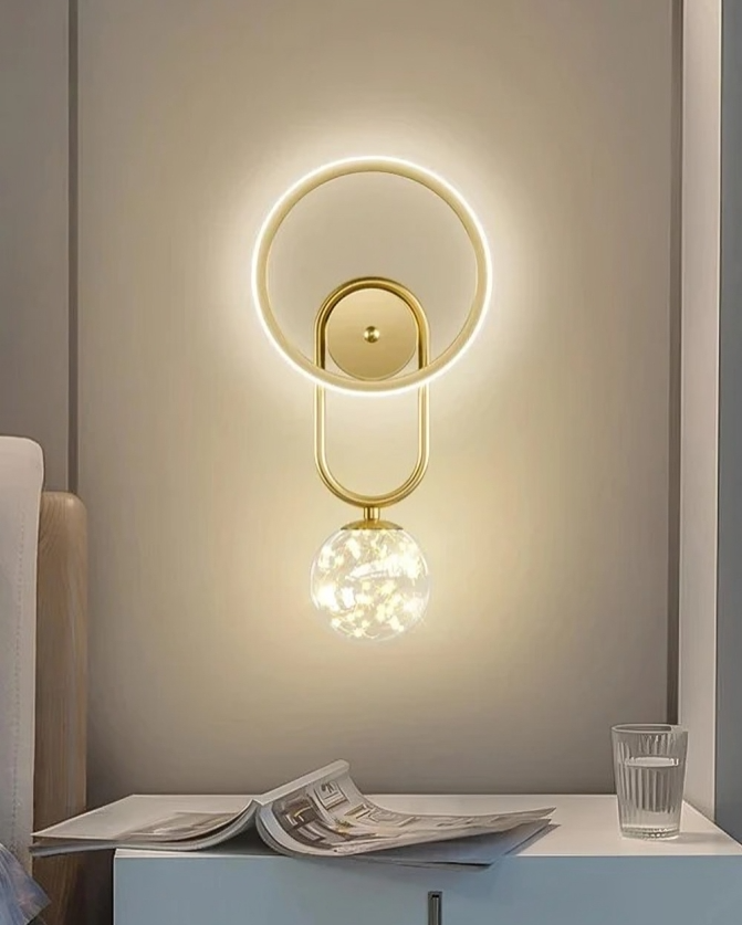 Hdc Bedside Clear Glass Ball Led Wall Light