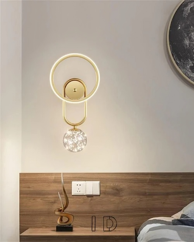 Hdc Bedside Clear Glass Ball Led Wall Light