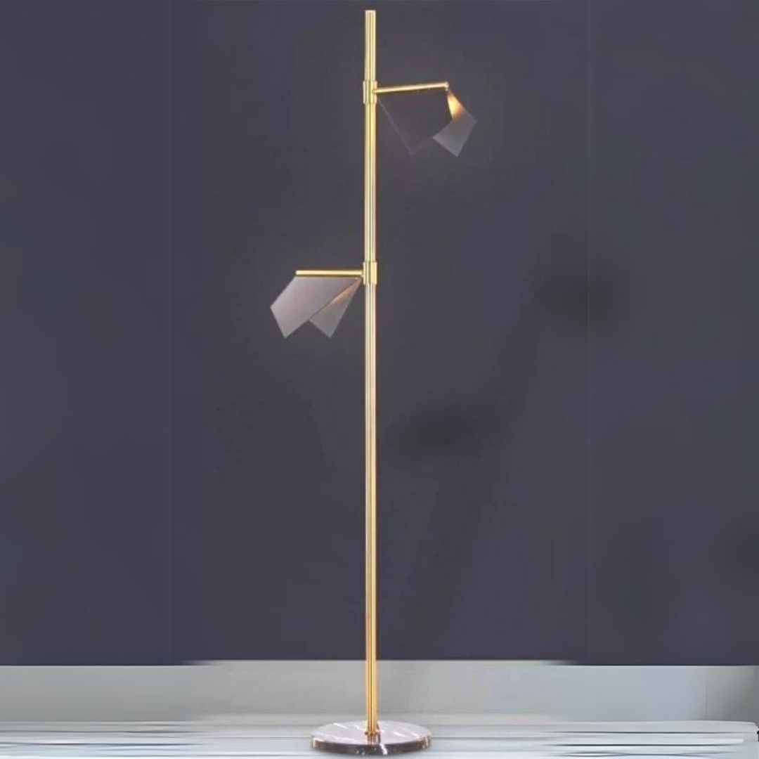 Hdc Gold & Black Body 2 Light Floor Lamp For Home, Office