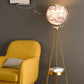 Hdc Metal Suspended Feather Lampshade Tripod Floor Lamp with Shelf for Bedroom (Color : Warm Light)