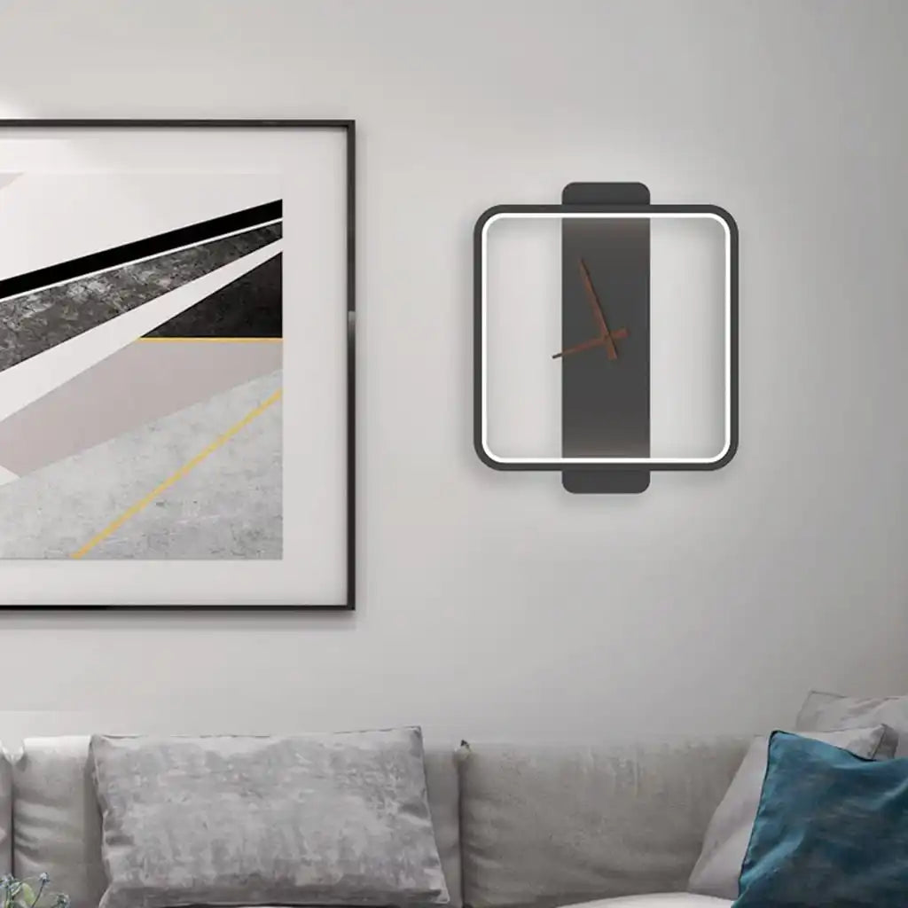HDC Modern Black Square LED Clock Minimalistic Silent Quartz Mechanism