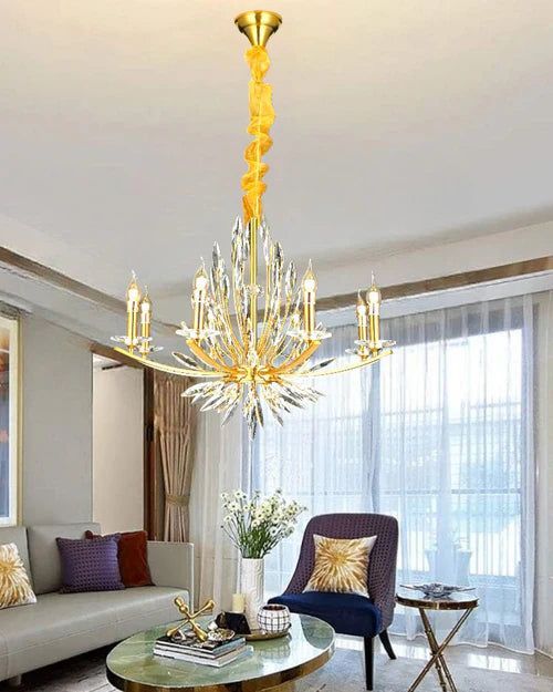 Hdc 8 Lights Crystal Beads Candle Chandelier For Living Room