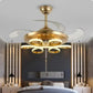 Hdc Golden Flower Led 3 Color Setting Control With Remote Transparent Retractable Fan Blade Chandelier