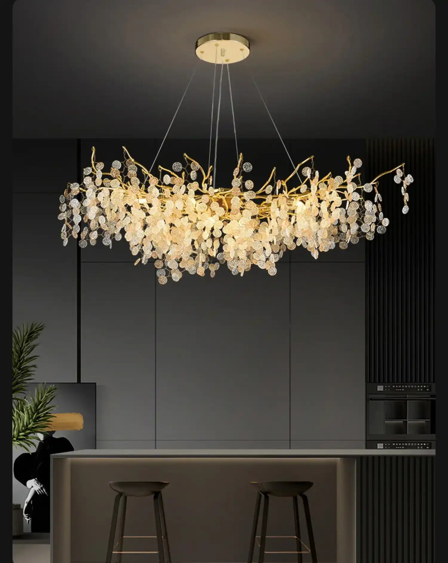 Hdc 1200mm Long Golden Long Drop Crystal Chandelier Ceiling Lights Han