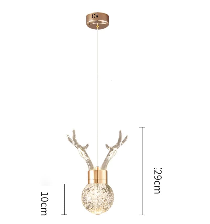 Hdc led 1-Light Gold Horn Acrylic Hanging Pendant Ceiling Light - Natural White