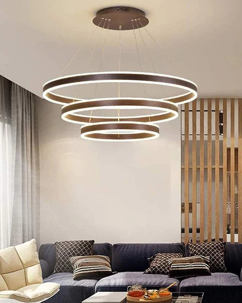 Hdc Modern Round LED 3 Ring Chandelier - Dimmable With Remote