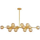 HDC 16 Light Gold Amber Glass Chandelier Ceiling Lights Hanging - Warm White