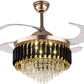 HDC 42" Modern Creative Design Chandelier Ceiling Fan with LED Lighting,Crystal Chandelier Fan Gold Retractable Ceiling Fan Light
