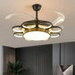 Hdc Invisible Black Rings Ceiling Fan Chandelier With Remote 4 Retractable Abs Blades