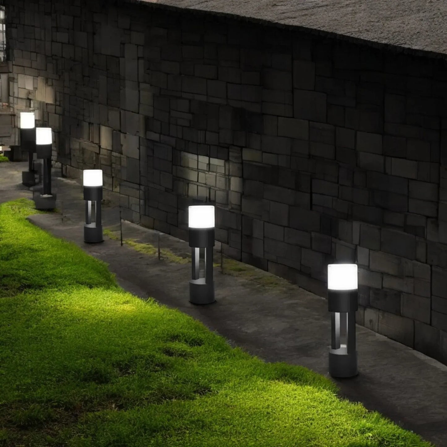 HDC Led 300MM Grey Body Acrylic Bollard Outdoor Garden Park Driveway Light - Warm White