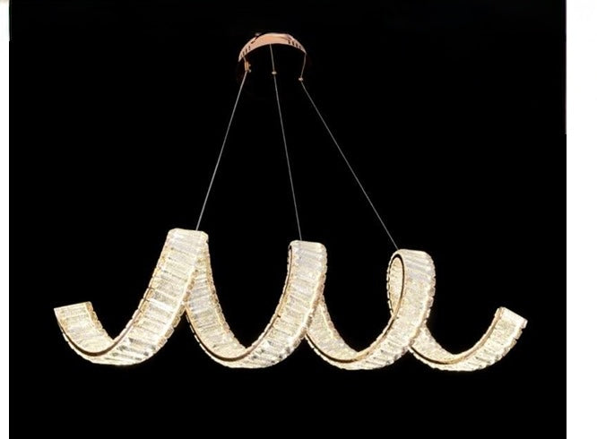 Hdc 1000mm Crystal Metal Modern Led Chandelier- Tricolor