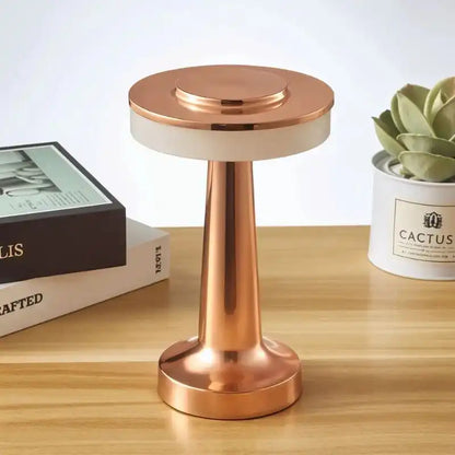 HDC Modern Halo LED Table Lamp  Rechargeable, Dimmable, Touch Control, Premium Metal Finish (Gold, Copper, Rosegold)