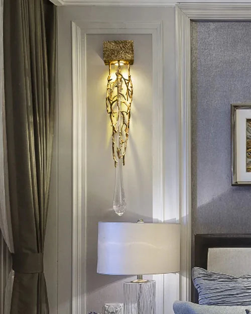 Hdc Nordic Led Crystal Drop Wall Light For Living Room