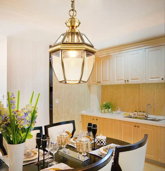 HDC 1-Light Gold Brass Vintage Gold Glass Pendant Ceiling Light - Warm White