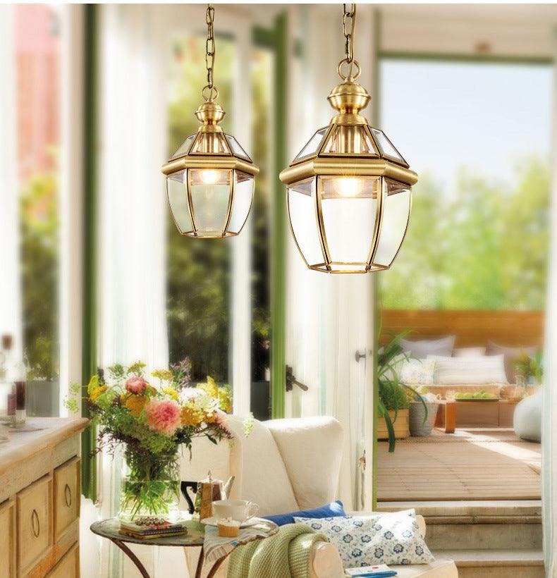 HDC 1-Light Gold Brass Vintage Gold Glass Pendant Ceiling Light - Warm White