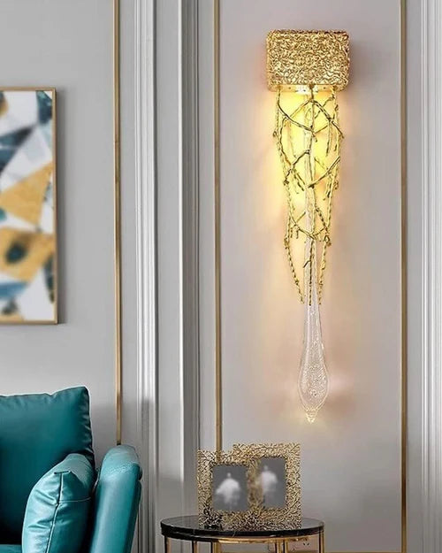 Hdc Nordic Led Crystal Drop Wall Light For Living Room