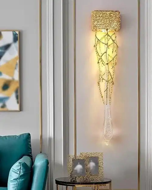 Hdc Nordic Led Crystal Drop Wall Light For Living Room