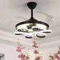 Hdc Black Flower Led 3 Color Setting Control With Remote Transparent Retractable Fan Blade Chandelier