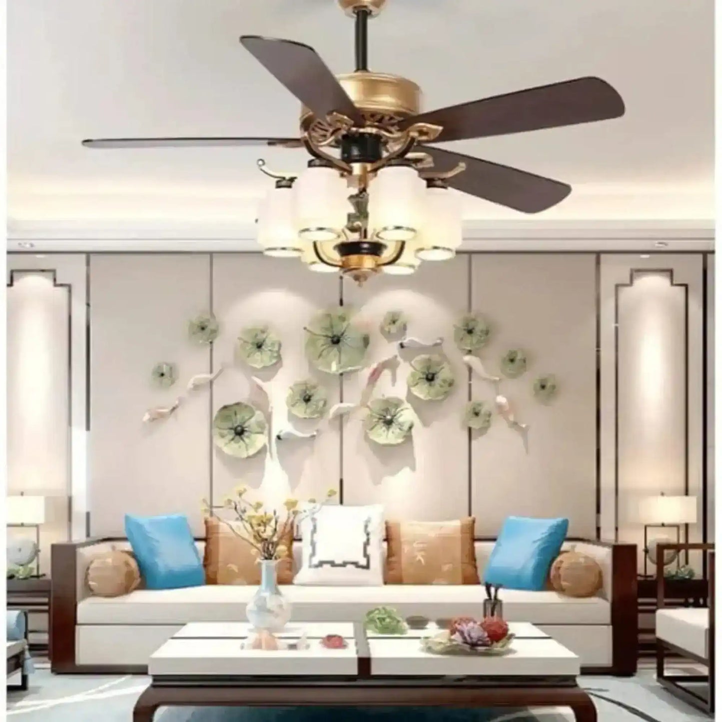 Hdc 6 Glass Light 52 Inch Ceiling Fan Chandelier