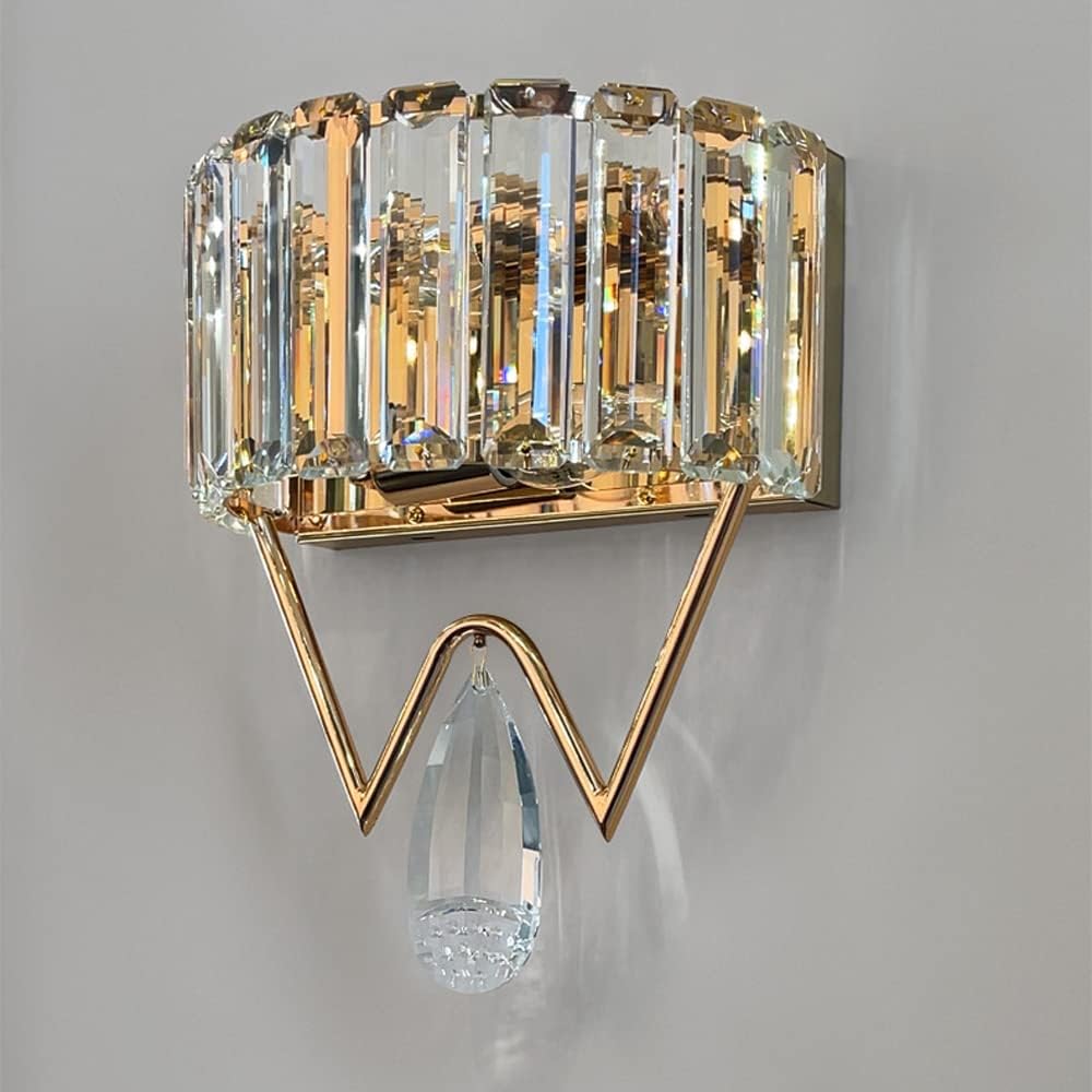 Hdc Clear Crystal Shade Wall Sconce for Living Room