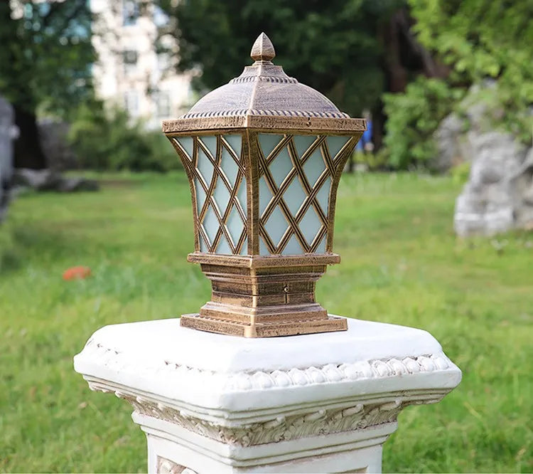 HDC Traditional European Luxury E27 Outdoor Garden Glass Post Light Waterproof Courtyard Door Decorative Lamp