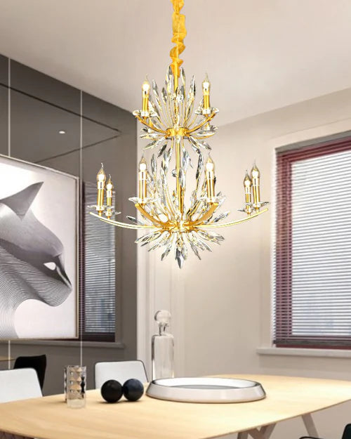 Hdc 12 Lights Crystal Beads Candle Chandelier For Living Room