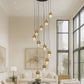 HDC 15 Lights Gold Acrylic Ball Double Height Stair Chandelier